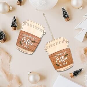 Christmas Gift Card Holder, Christmas Latte Cup, Wooden Holder for Gift Card